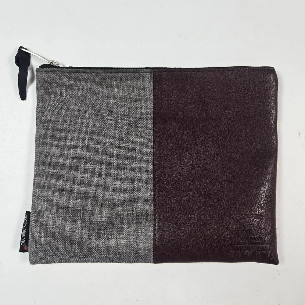 Herschel Virgin Atlantic Pouch Burgundy Grey Travel Amenity Bag Case Toiletry